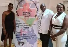 Members with the UKACA banner