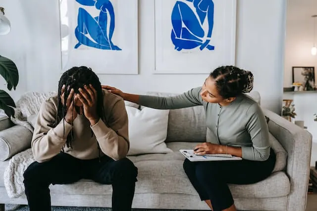 A counsellor supporting a person
