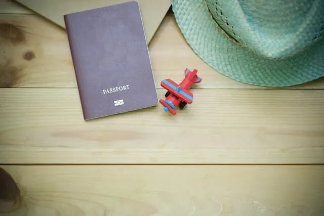 A passport on a table